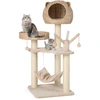 Image de CostwayArbre à Chat 121 CM à 5 Niveaux avec Boules et Hamac Suspendues Centre d'Activités pour Chats avec Niche et Poteaux en Sisal