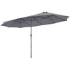 Image de CostwayParasol de Jardin Extérieur 470 x 280 CM Grande Taille XXL, Parasol Plage à 12 Côtes Manivelle Cadre Métal Toile Polyester Parasol Double Jumeau pour Cour Patio Terrasse Piscine Gris