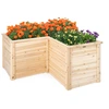Image de CostwayCarré Potager Jardinière en Bois de Sapin 120x120x63 CM Bac à Fleurs avec Base Ouverte en L pour Légumes Fruits et Herbes