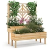 Image de CostwayJardini ¨re avec Treillis   2 Niveaux en Bois de Sapin Bac   Fleurs Rectangulaire avec Trou de Drainage pour Plante Grimpante
