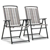 Image de CostwayLot de 2 Chaises de Jardin Pliantes en Textilène et Métal Charge 150KG Fauteuil de Jardin pour Camping Plage Pique-nique