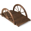 Image de CostwayPont de Jardin en Sapin Carbonis © 101,5 x 48,5 x 38 CM avec Garde-Corps en Forme de Demi-Roue Charge MaxinalE 75 KG