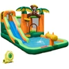Image de Costway7 en 1 Château Gonflable Tropical à Thème Singe & Palmier avec Toboggan Aquatique avec Piscine & 50 Boules Charge 90kg pour 2 Enfants de 3-10 Ans