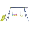 Image de CostwayPortique de Balançoire 4 en 1 avec Toboggan Balançoire Panier de Basket Nid d'Oiseau Ø82 cm Charge 50kg pour 4 Enfants de 3-12 Ans