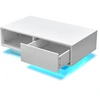 Image de CostwayTable Basse Contemporain avec lumières LED 20 Couleurs 95x55x31 CM Table de Salon avec Grand Tiroir et Compartiment Blanc