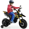 Image de CostwayMoto Électrique pour Enfant 3 à 8 Ans avec Musique et Bleutooth Vitesse 5,5 - 6 km/h Batterie 12V Inclus Charge 30 KG Rouge+Jaune