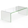 Image de CostwayTable Basse Rectangulaire en Verre Trempé 108x50x35 CM Table de Salon en Forme de U avec Bords Arrondis Lisses Charge 30KG
