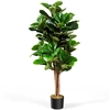 Image de CostwayPlante Artificielle 120CM avec Pot Décoration en PP Souple Fausse Figuier à Feuilles de Violon 118 Feuilles en PEVA