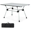 Image de CostwayTable de Camping Pliante en Aluminium pour 4-6 Personnes Charge 50 KG Plateau Enroulable à Latte et Sac de Transport Argent