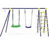 Image de Costway5 en 1 Balançoire Enfants Extérieur avec Panier de Basket Balançoire Nid d'Oiseau Ø66 cm et en U Charge 75kg pour 3-12 Ans