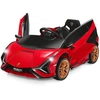 Image de CostwayVoiture de Sport Électrique 12V pour Enfants 3-8Ans 2 Portes Papillons Effets Sonores et Lumineux 108x64x41cm Rouge