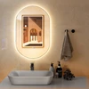 Image de CostwayMiroir Mural Ovale 80 cm x 50 cm Rétro-éclairé à Intensité Variable