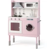 Image de CostwayCuisine Enfants Rose avec Accessoires & 3 Hauteur Réglable Jeu de Cuisine avec Sons et Lumières Jouet d'Imitation pour Enfants de 3 Ans+