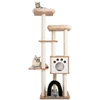 Image de CostwayArbre à Chat 175CM à 6 Niveaux avec Niche et Coussin Amovible Grande Tour de Jeu pour Chat avec Poteaux en Sisal Beige