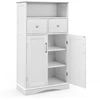 Image de CostwayArmoire Autoportante avec 2 Portes 2 Tiroirs et 2 Etag ¨res R ©glables Organisateur de Rangement pour Salon Salle de Bain Cuisine Blanc