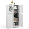 Image de CostwayArmoire autoportante avec Portes et  ©tag ¨res Ajustables Meuble de Rangement Autoportant pour Salle de Bain Salon Entr ©e 60 x 30 x 108 cm Blanc