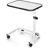 Image de CostwayTable de Lit à Roulettes Verrouillables Plateau Inclinable 180° Support Stand Ordinateur Tablette Réglable en Hauteur Blanc
