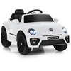 Image de CostwayVolkswagen Beetle Voiture   lectrique 12V/4,5 Ah pour Enfants 3-8 Ans T ©l ©commande 2.4G LED USB Radio Klaxon Blanc