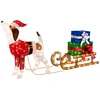 Image de CostwayDécorations Lumineuses de Noël Ensemble Extérieur Pré-éclairé Chien & Traîneau & Boîtes Cadeaux avec 170 Lumières LED Chaudes pour Terrasse Cour