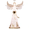 Image de CostwayAnge de Noël Extérieur Éclairé 150 cm Ange en 3D Pailleté Pré-Illuminé avec 100 Lumières Halo Noeud Piquets de Sol