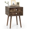 Image de CostwayTable de Chevet avec 2 Tiroirs Table d'Appoint pour Salon Chambre Bureau 40 x 40 x 59,5 cm Marron