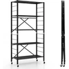 Image de CostwayÉtagère de Rangement Pliante avec Roues Etagère charge lourde avec Étagère Réglable en Hauteur pour Cuisine Salon Garage Noir