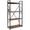 Image de CostwayÉtagère Industrielle à 4 Niveaux Bibliothèque Multifonctionnelle avec Patins et Étagère Réglables pour Salon Bureau 64 x 24 x 110 cm Café