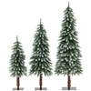 Image de CostwayLot de 3 Sapins de Noël Srtificiels de 90 cm/120 cm/150 cm Sapin de Noël Enneigé avec 129/231/369 Branches en PVC et 50/100/150 Lumières LED Blanc Chaud