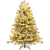 Image de Giantex Sapin de Noël 146 cm, Charnières avec 688 Branches en PE PVC, 200 Lumières LED