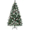 Image de Giantex Arbre de Noël Artificiel, avec Lumières Colorées & Baies Rouges (185 cm)