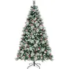 Image de Giantex Arbre de Noël Artificiel LED, avec Lumières Colorées & Baies Rouges (215 cm)