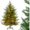 Image de CostwaySapin de Noël Artificiel De 136 Cm Arbre de Noël à Charnière 386 Pointes de Branches en Pe Et Pvc 180 Lumières Led Blanc Chaud 8 Modes d'Éclairage