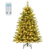 Image de CostwaySapin De Noël Artificiel Pré-Éclairé 150 Cm Arbre De Noël 844 Branches 250 Lumières Led Multicolores et Blanc Chaud 11 Modes d'Éclairage à Charnière