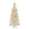 Image de Giantex Sapin de Noël Artificiel avec Lumières LED, Hauteur 180 cm, Argenté et Vert