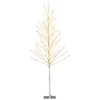 Image de CostwayArbre de Bouleau Éclairé de 155 Cm Arbre de Noël Artificiel avec 168 Lumières Led Blanc Chaud Piquets en Métal Décoration de Fête de Noël
