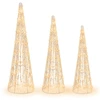 Image de CostwayLot de 3 Cônes de Noël Pré-éclairés avec 90 Lumières LED Blanc Chaud Ensemble d'Arbres Coniques de Noël Cordes Étoilées Décorations de Noël