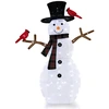 Image de CostwayDécoration de Noël Illuminée 127 cm en Forme de Bonhomme de Neige avec des Oiseaux Rouges Pré-éclairé avec LED Blanc Froid Piquets de Noël