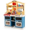 Image de Costway42 Pcs Cuisine Enfants avec Effets de Vapeur & d'Ebullition Jeux de Cuisine avec Lumières et Sons Réalistes pour Enfants de 3 Ans+ Bleu