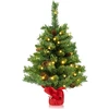 Image de CostwayMini Arbre de Noël Pré-illuminé 64 cm Sapin de Noël de Table avec 50 Lumières LED 8 Modes d'Éclairage 8 Pommes de Pin Base en Ciment