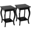 Image de CostwayLot de 2 Tables d'Appoint Bout de Canapé 2 Niveaux Table de Chevet Carrée avec Patins Antidérapants 40 x 40 x 60 cm Noir