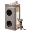 Image de CostwayArbre à Chat Rectangulaire à 3 Niveaux avec Couverture Amovible du Condo Tour à Griffer pour Chat avec Coussin en Peluche Naturel+Gris