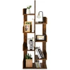 Image de CostwayBibliothèque en Forme d'Arbre à 8 Niveaux Étagère de Rangement Etagère à Livres avec Dispositif Anti-basculement Marron