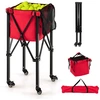 Image de CostwayChariot de Balle de Tennis Pliable avec Panier   Balles de Tennis en Aluminium Sac de Transport Contient 150 Balles de Tennis avec 2 Roues de Frein Poches Lat ©rales Rouge