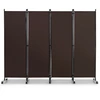 Image de CostwayParavent   Roulettes 4 Panneaux Pliable Brise-vue Cloison de S ©paration Pi ¨ce sur Pied Prot ©ger Priv ©e 225 x 30 x 173 CM Brun
