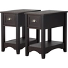 Image de CostwayLot de 2 Tables d'Appoint Table de Chevet avec Tiroir Pieds en Bois d'Hévéa Bout de Canapé Rétro pour Chambre Salon 56 x 33 x 58,5 cm Brun Rougeâtre