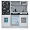 Image de CostwayCuisine Enfants 3 - 6 Ans en Bois avec Téléphone Tableau Noir Micro-ondes Machine de Glaçons 7 Accessoires Blanc