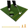 Image de CostwayTapis de Frappe de Golf 152 x 117 cm Épaisseur 22mm Tapis d'Entraînement de Golf avec 2 Positions de Tee et 2 Bâtons d'Alignement 6 Trous de Tee Pré-percés