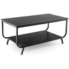 Image de CostwayTable Basse à 2 Niveaux avec Plateau Imitation Marbre 105x55x46,5 CM Table de Salon Moderne avec Structure en Métal Noir