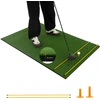Image de CostwayTapis de Frappe de Golf 152 x 92 cm, Tapis d'Entraînement de Golf avec 2 Positions de Tee et 2 Bâtons d'Alignement 6 Trous de Tee Pré-percés