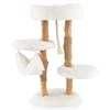 Image de CostwayArbre à Chat en Bois 87 CM avec Hamac, Plusieurs Plateformes Tour à Chat avec Coussin Moelleux Corde en Sisal Suspendue Blanc